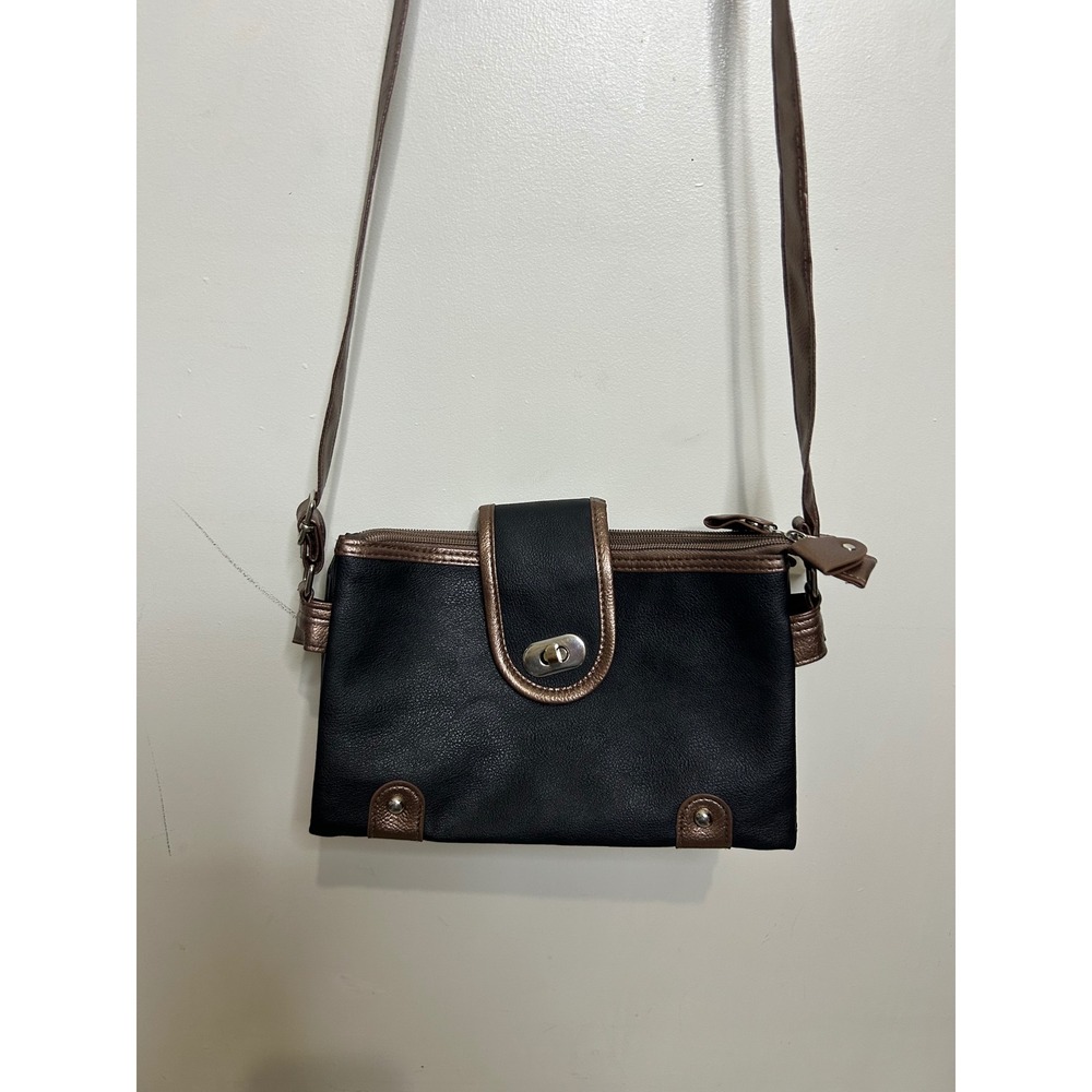 Gold Coast Black Crossbody Bag Small Purse Handbag with‎ Gold Trim & Accents